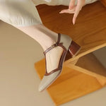 Piper | Square Toe T-Strap Block Heel Mid Heel Pumps