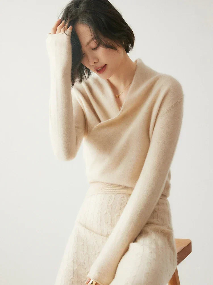 Laura Elegant Wrap-Front Sweater