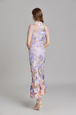 Verena Sheer Maxi Dress with Floral Embroidery