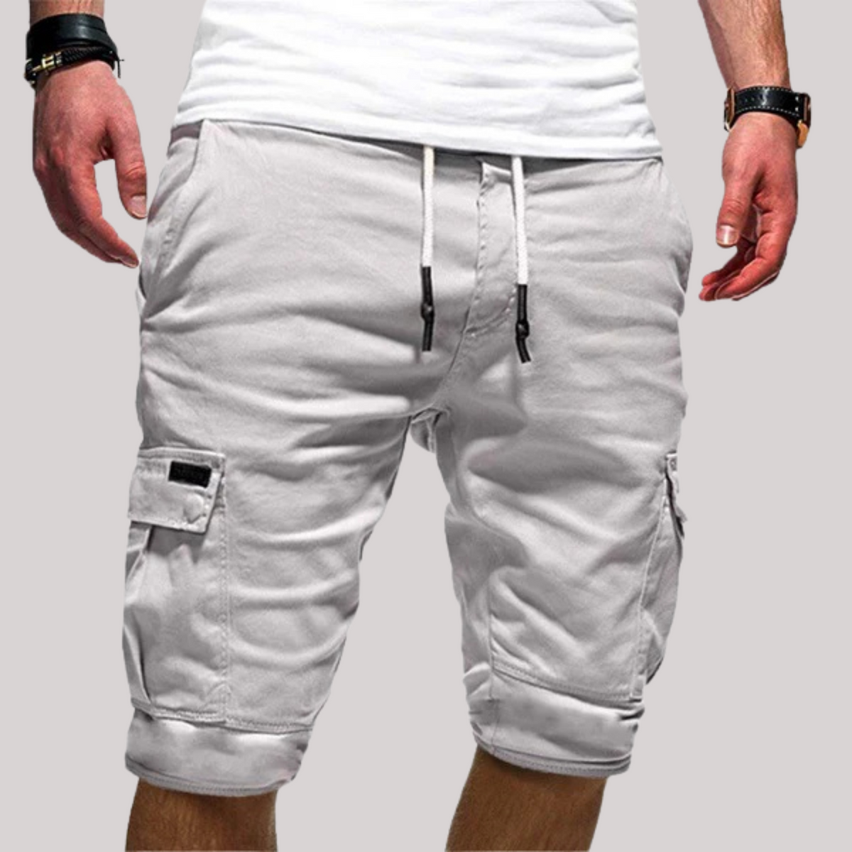 Anton Drawstring Cargo Shorts with Pockets