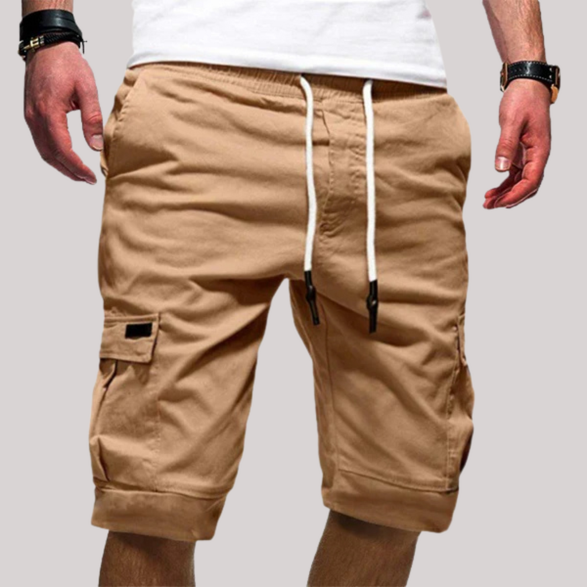 Anton Drawstring Cargo Shorts with Pockets