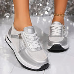 Sienna | Metallic Lace-Up Platform Sneakers