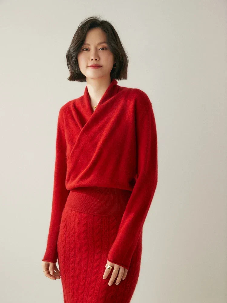 Laura Elegant Wrap-Front Sweater