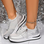 Sienna | Metallic Lace-Up Platform Sneakers