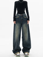 Nadine Wide-Leg Washed Denim Jeans