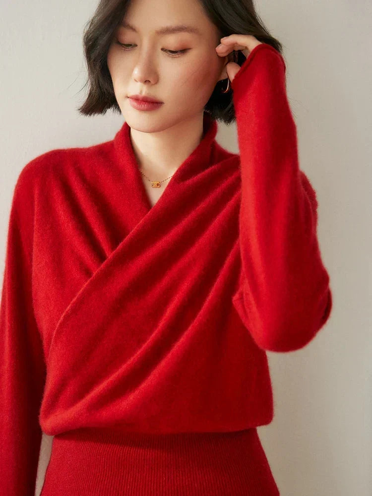 Laura Elegant Wrap-Front Sweater