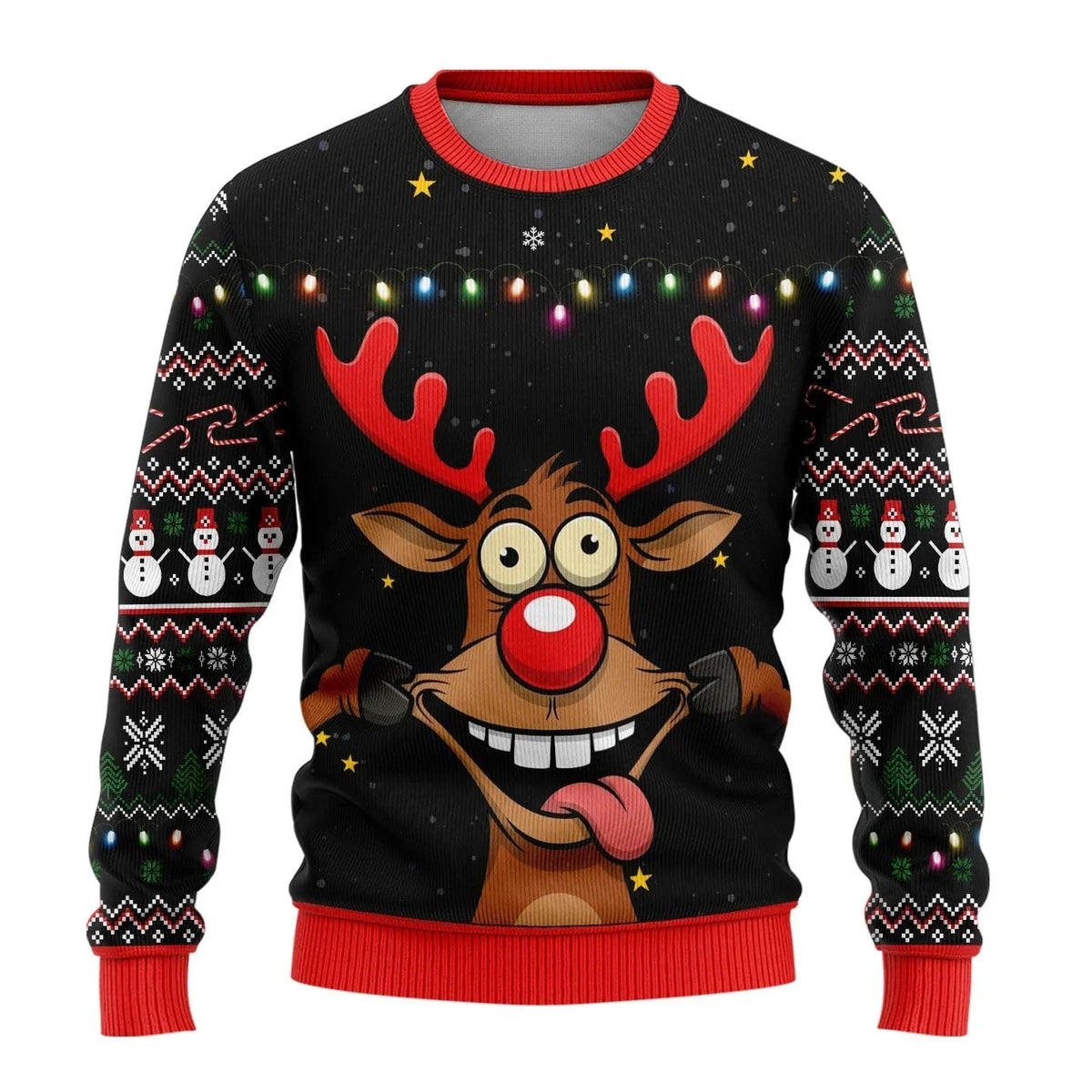 Benjamin Snowman Print Christmas Sweater