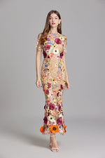 Verena Sheer Maxi Dress with Floral Embroidery