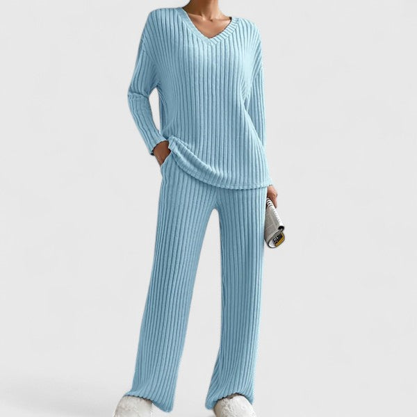 Sabina Ribbed Wide-Leg Lounge Set