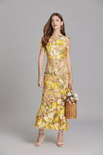 Verena Sheer Maxi Dress with Floral Embroidery