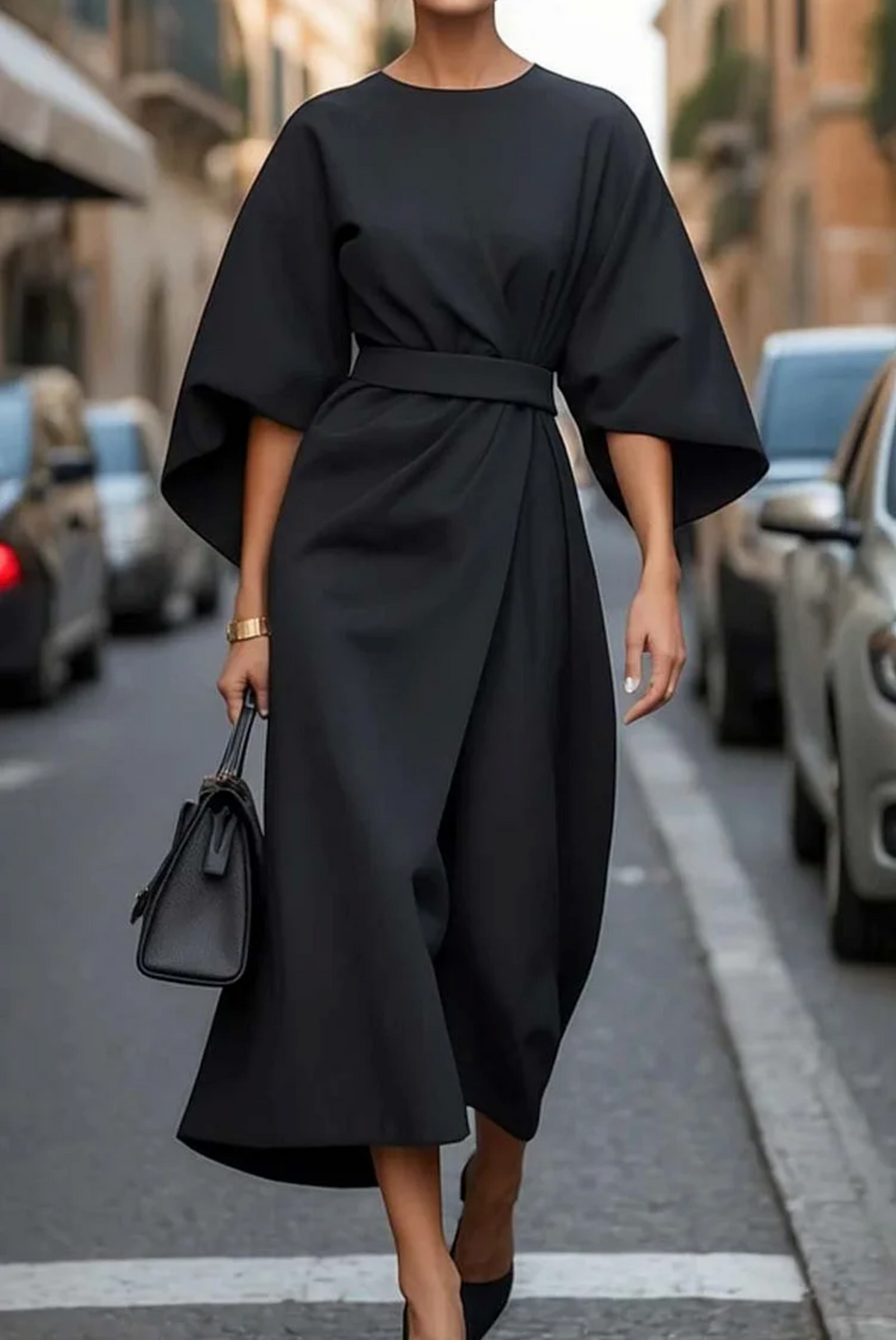 Annika Belted Waist Midi Dress