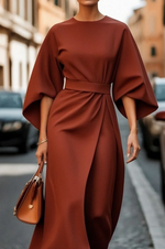 Annika Belted Waist Midi Dress