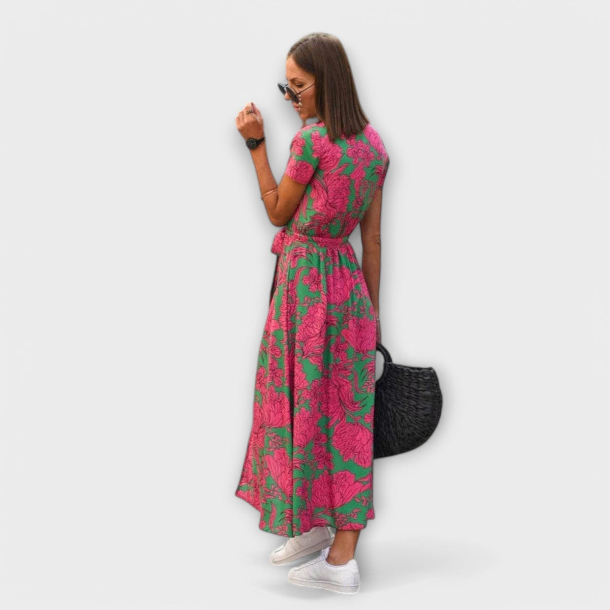 Renate Belted V-Neck Maxi Dress