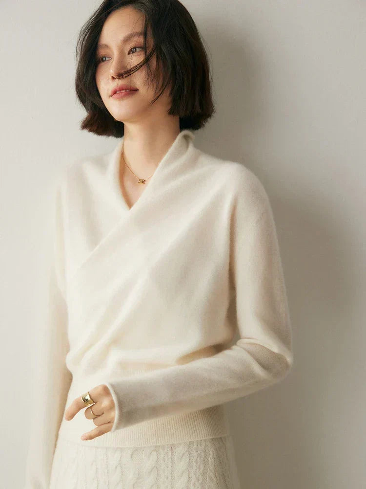 Laura Elegant Wrap-Front Sweater