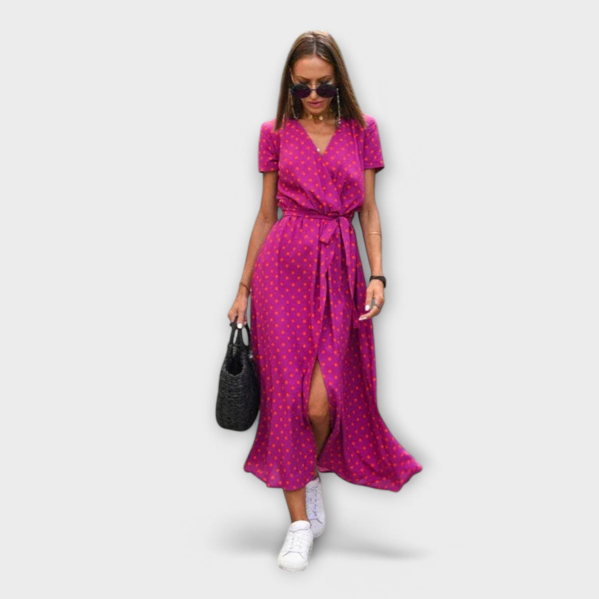 Renate Belted V-Neck Maxi Dress