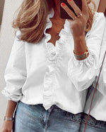 Katharina Ruffle Trim Wrap Blouse