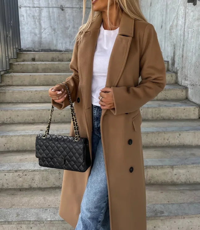 Helene Long Double-Breasted Winter Coat