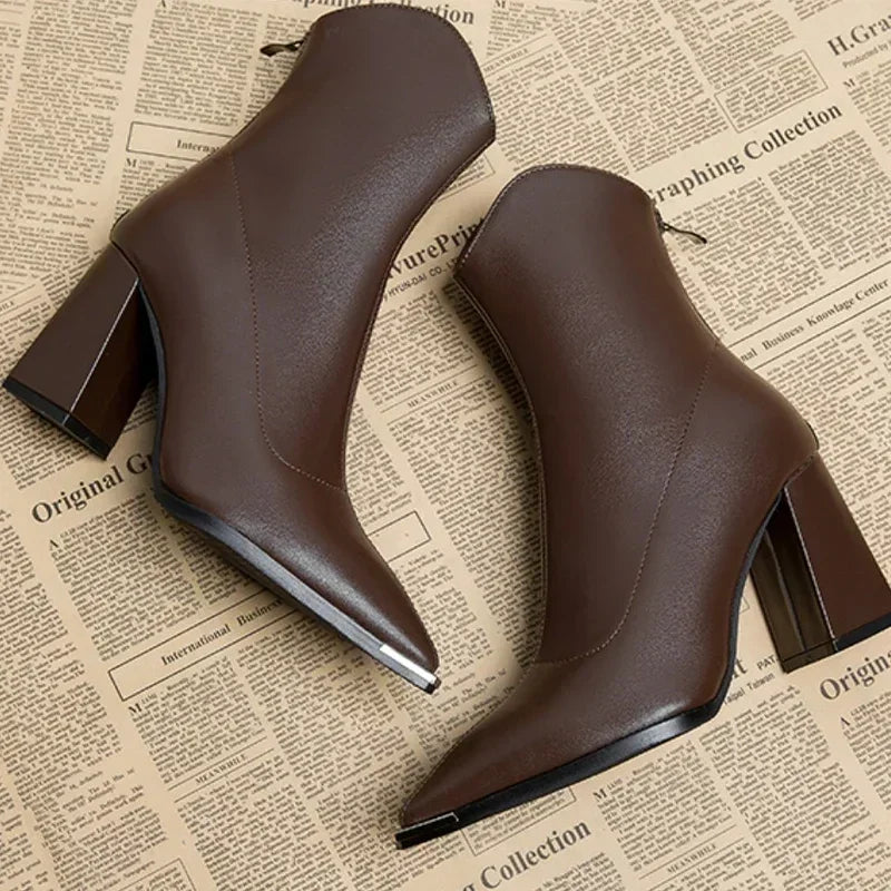 Angela Pointed Toe Heeled Ankle Boots
