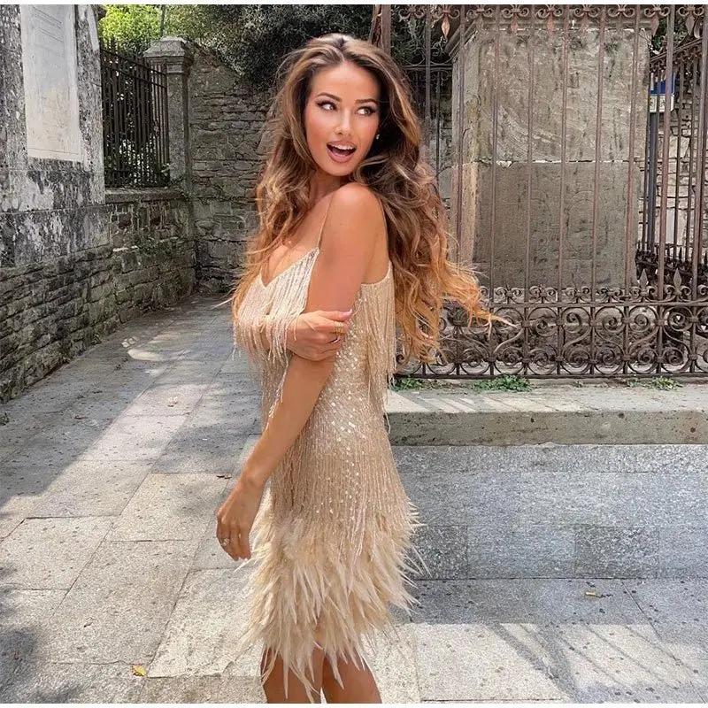 Sequined Evening Mini Dress