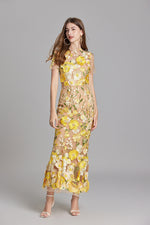 Verena Sheer Maxi Dress with Floral Embroidery