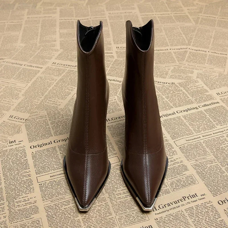 Angela Pointed Toe Heeled Ankle Boots