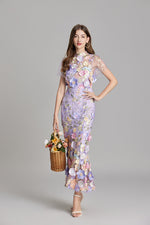 Verena Sheer Maxi Dress with Floral Embroidery