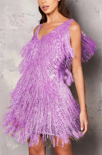 Alina Sparkly Fringe Party Mini Dress