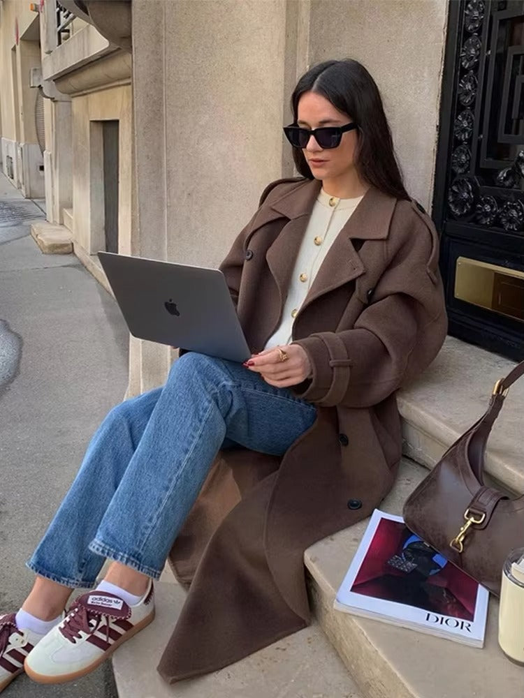 Sabine Long Wool Winter Trench Coat