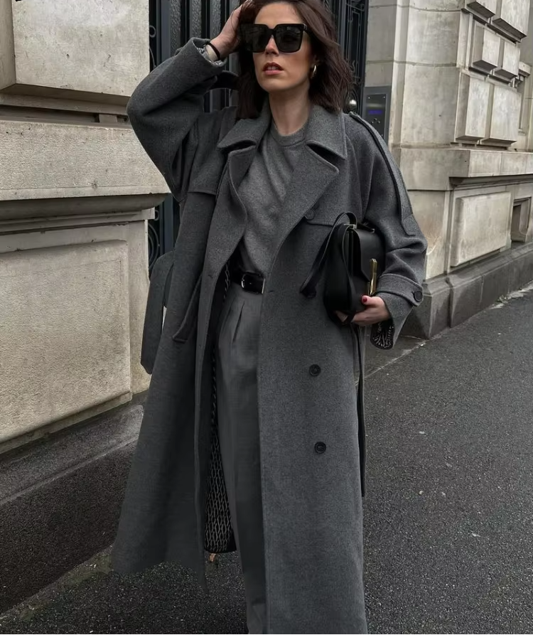 Sabine Long Wool Winter Trench Coat