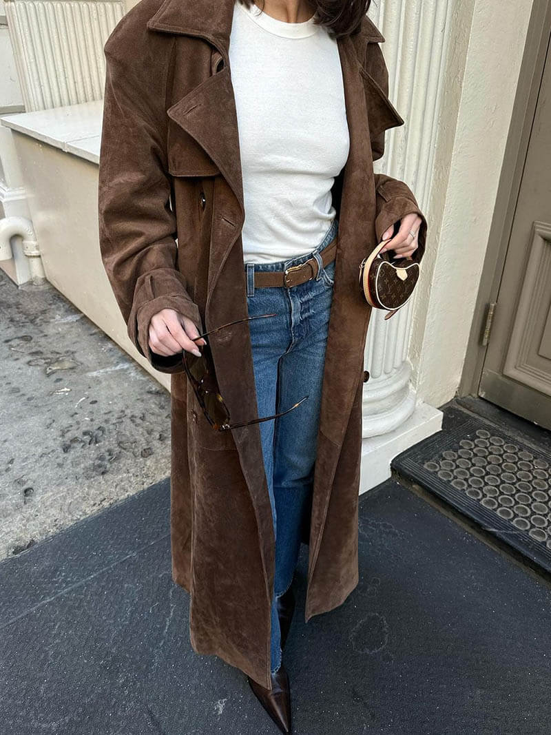 Emilia Winter Suede Double-Button Coat