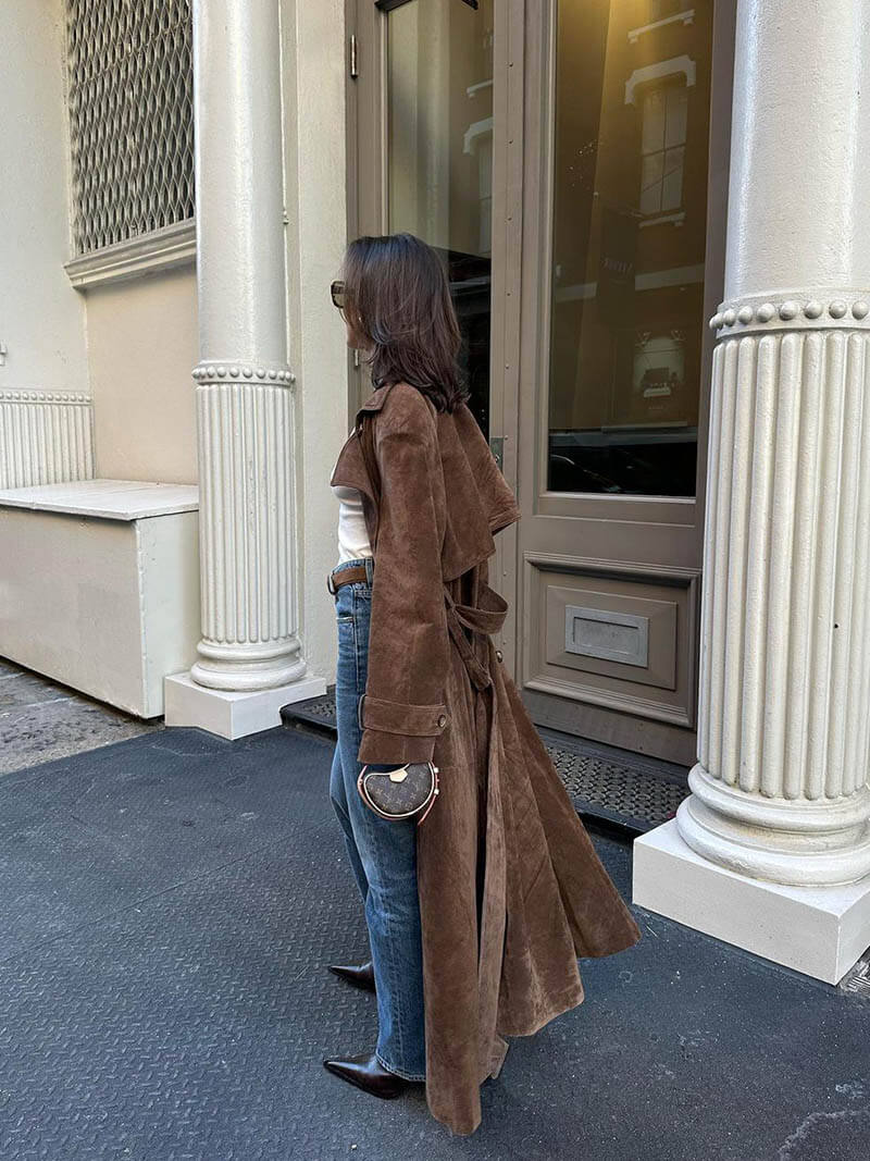 Emilia Winter Suede Double-Button Coat
