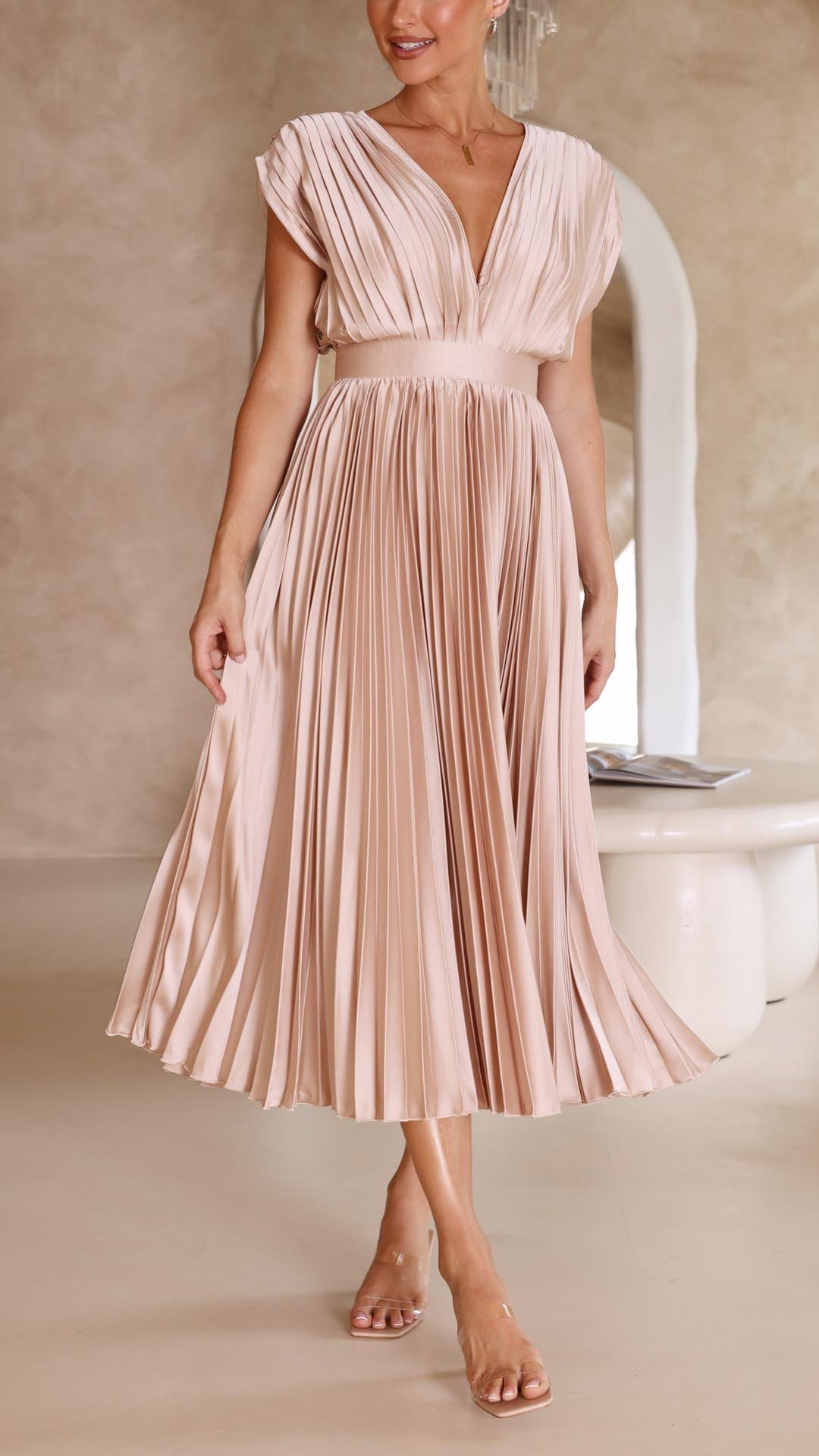 Bettina Classic Pleated Maxi Dress