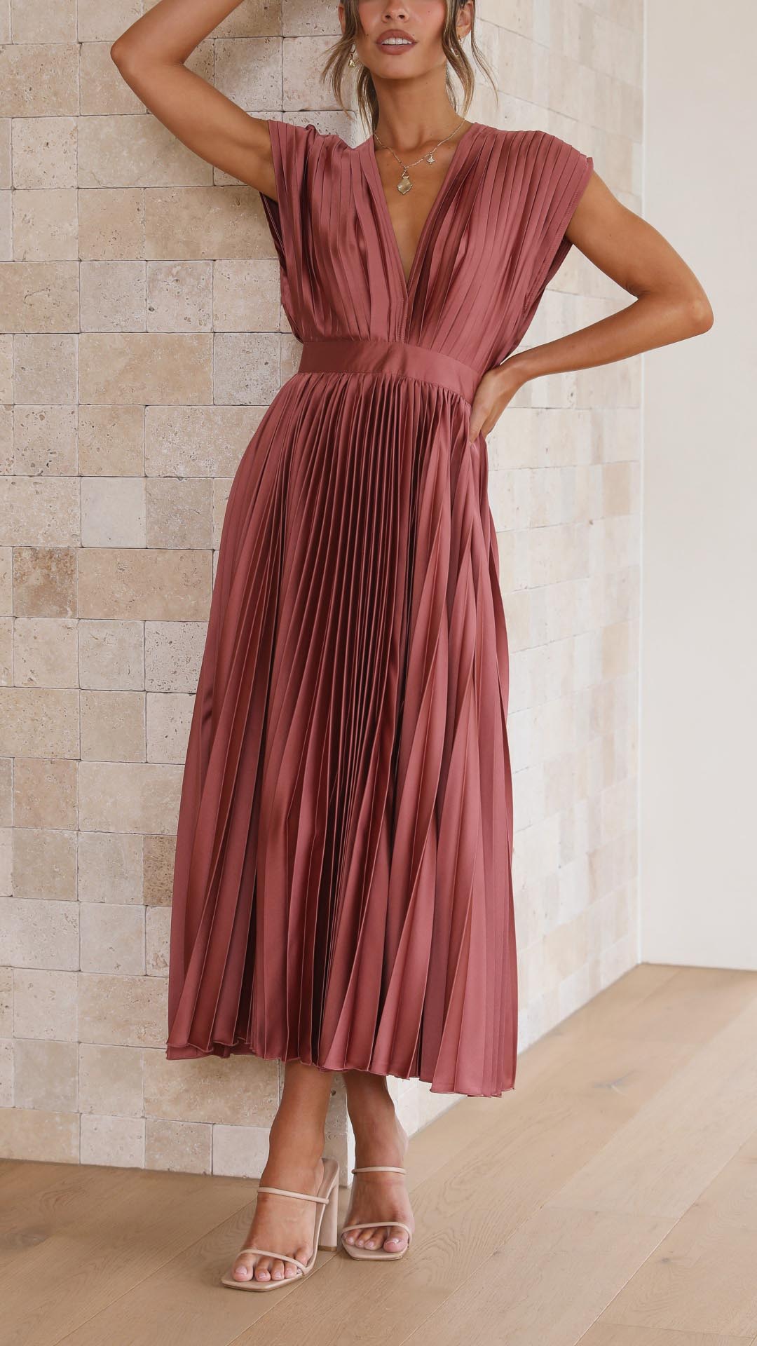 Bettina Classic Pleated Maxi Dress