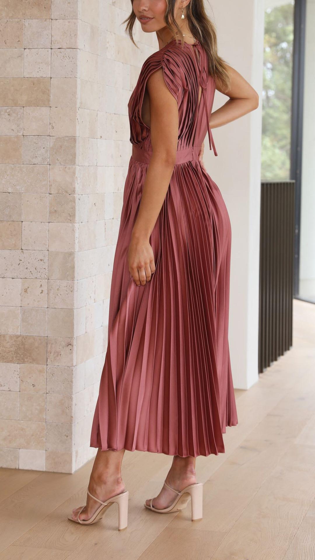 Bettina Classic Pleated Maxi Dress