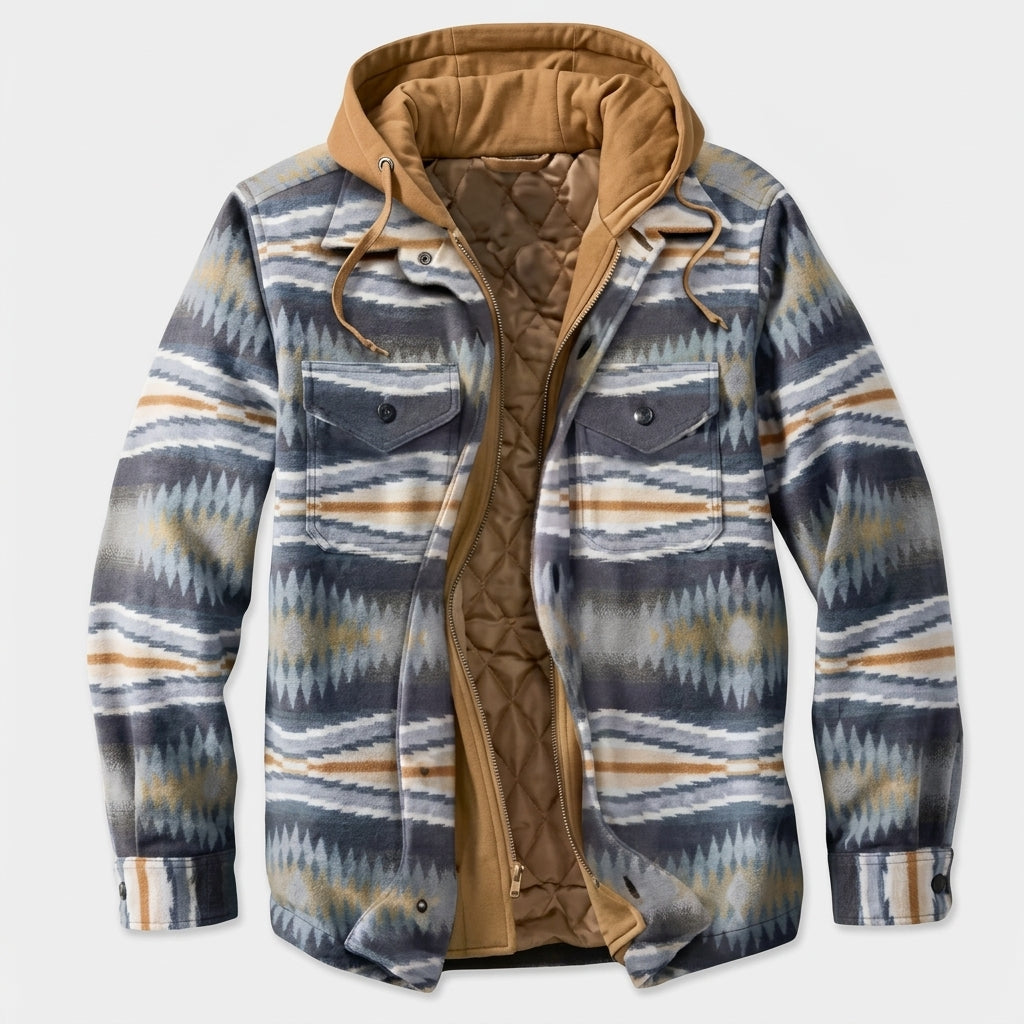 Simon Hooded Patchwork Flannel Jacket
