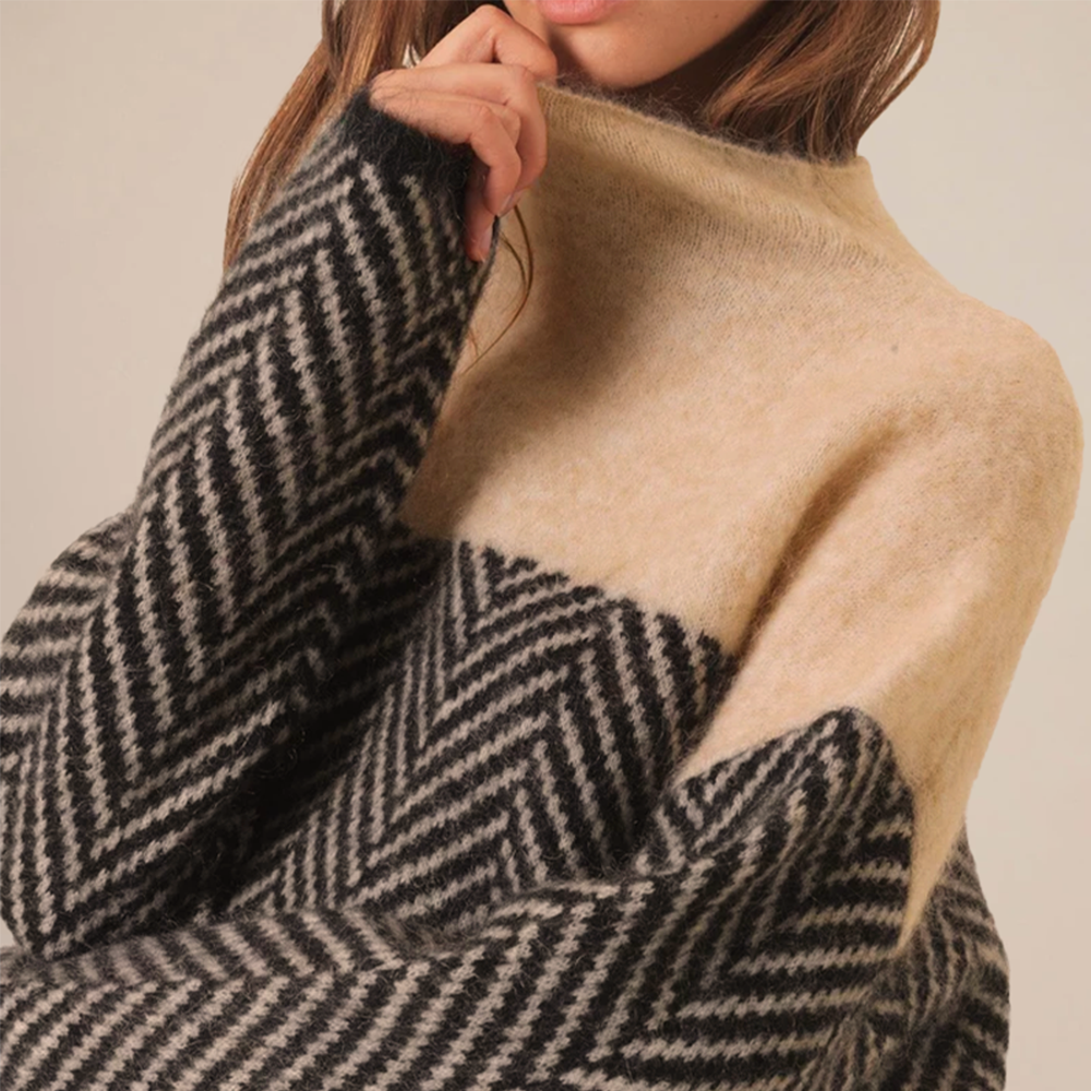 Michaela Relaxed High-Neck Knit Sweater