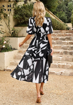 Doris Abstract Print Wrap Midi Dress
