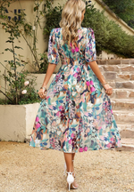Doris Abstract Print Wrap Midi Dress