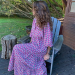 Flora | Puff Sleeve Boho Printed V-Neck Maxi Dress
