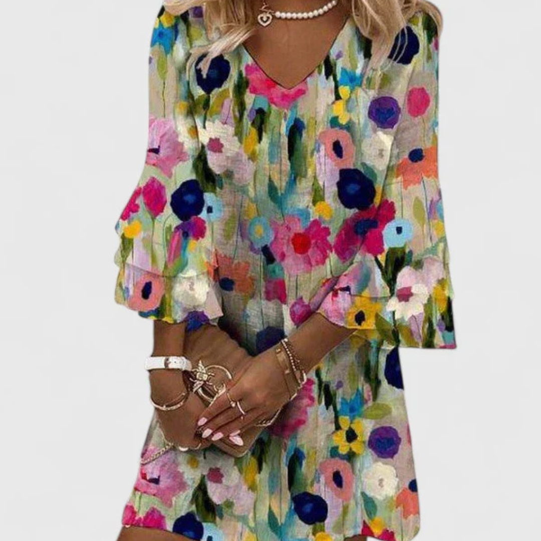 Gudrun Floral V-Neck Mini Dress