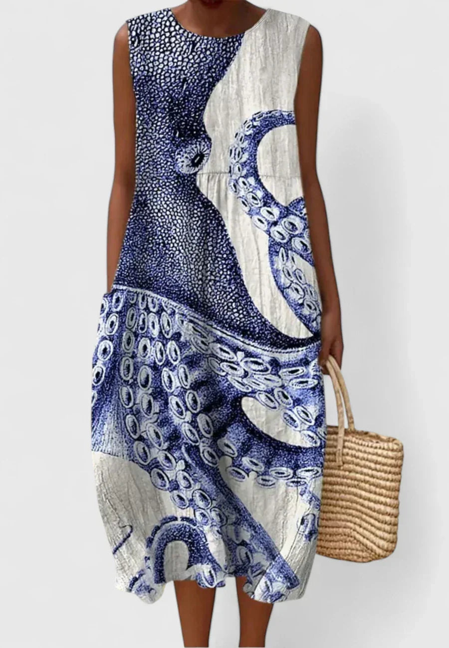 Britta Octopus Print Beach Dress