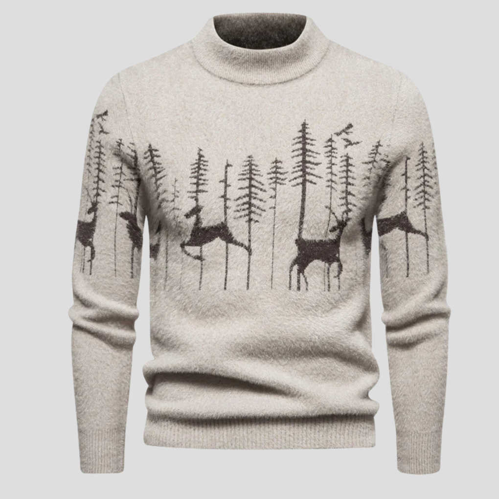 Hans Reindeer & Forest Print Christmas Sweater