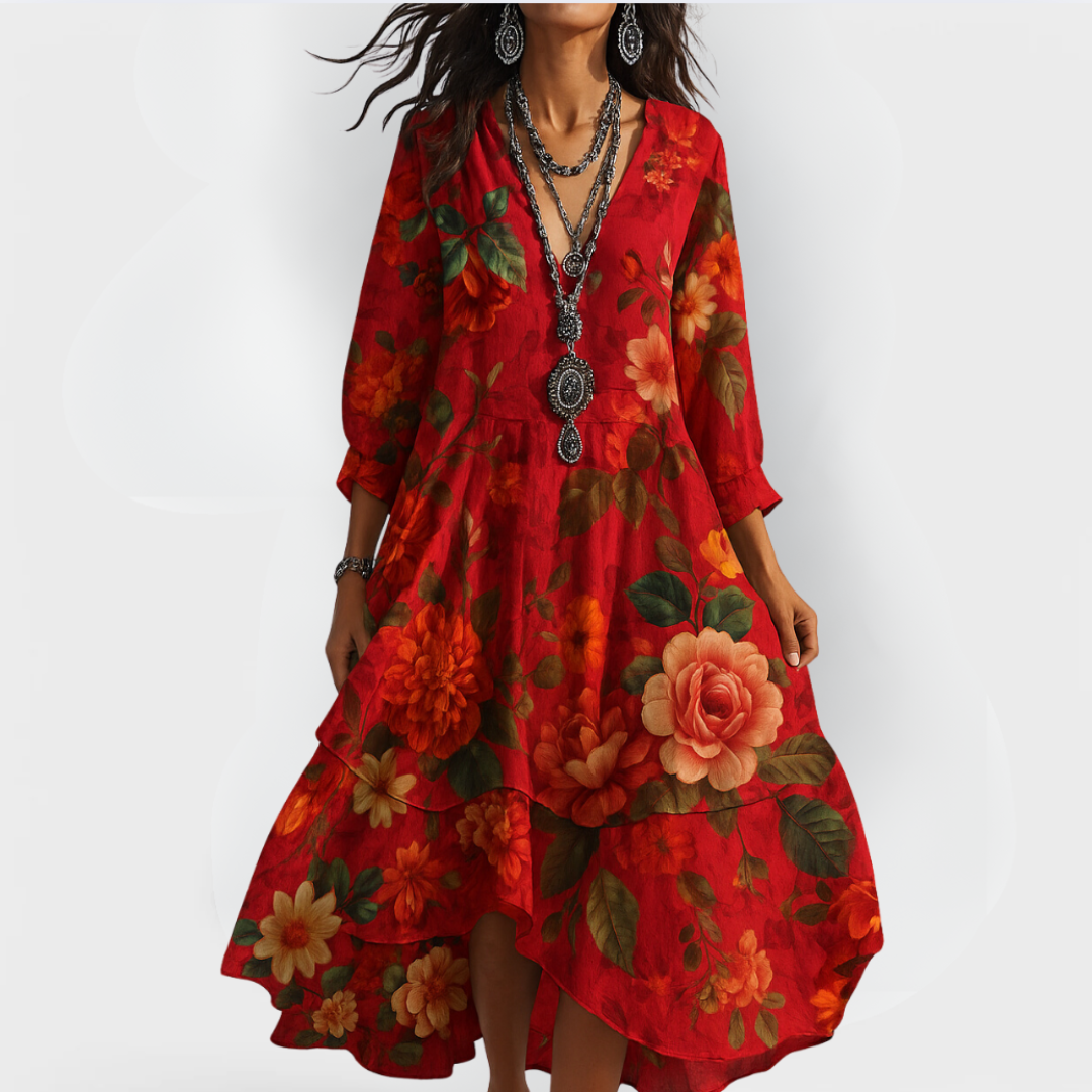 Eva Vintage Boho V-Neck Summer Dress