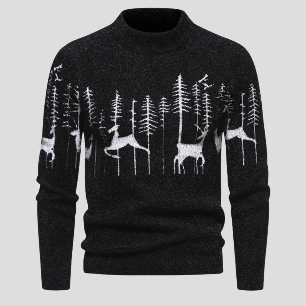 Hans Reindeer & Forest Print Christmas Sweater