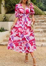 Doris Abstract Print Wrap Midi Dress