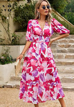 Doris Abstract Print Wrap Midi Dress