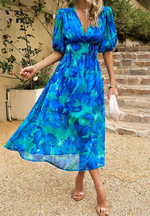 Doris Abstract Print Wrap Midi Dress