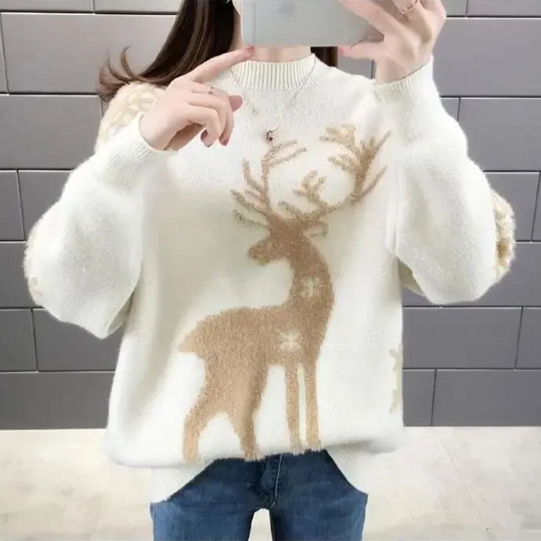Doris Knit Reindeer Christmas Sweater