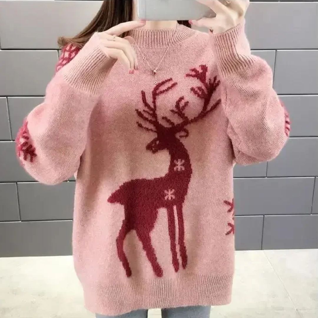 Doris Knit Reindeer Christmas Sweater
