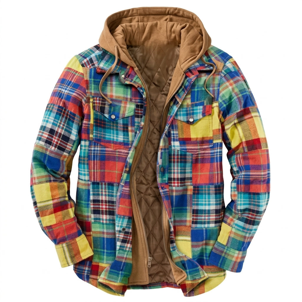 Simon Hooded Patchwork Flannel Jacket